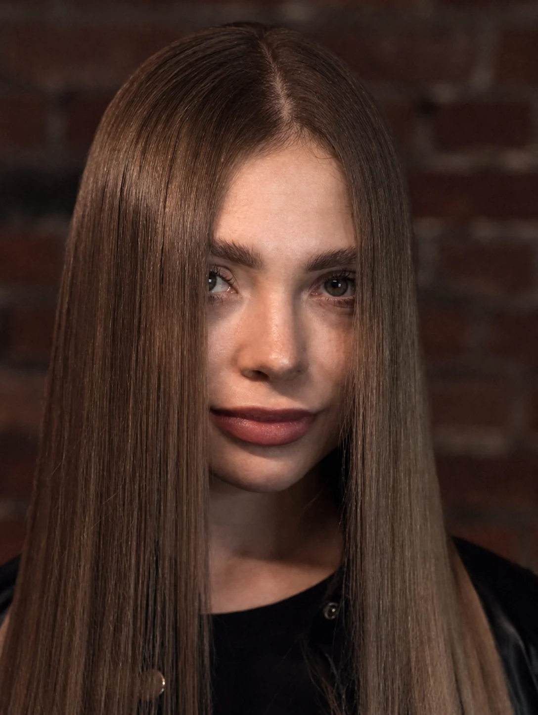 Editorialowy portret z długimi włosami — fotografia ilustracyjna